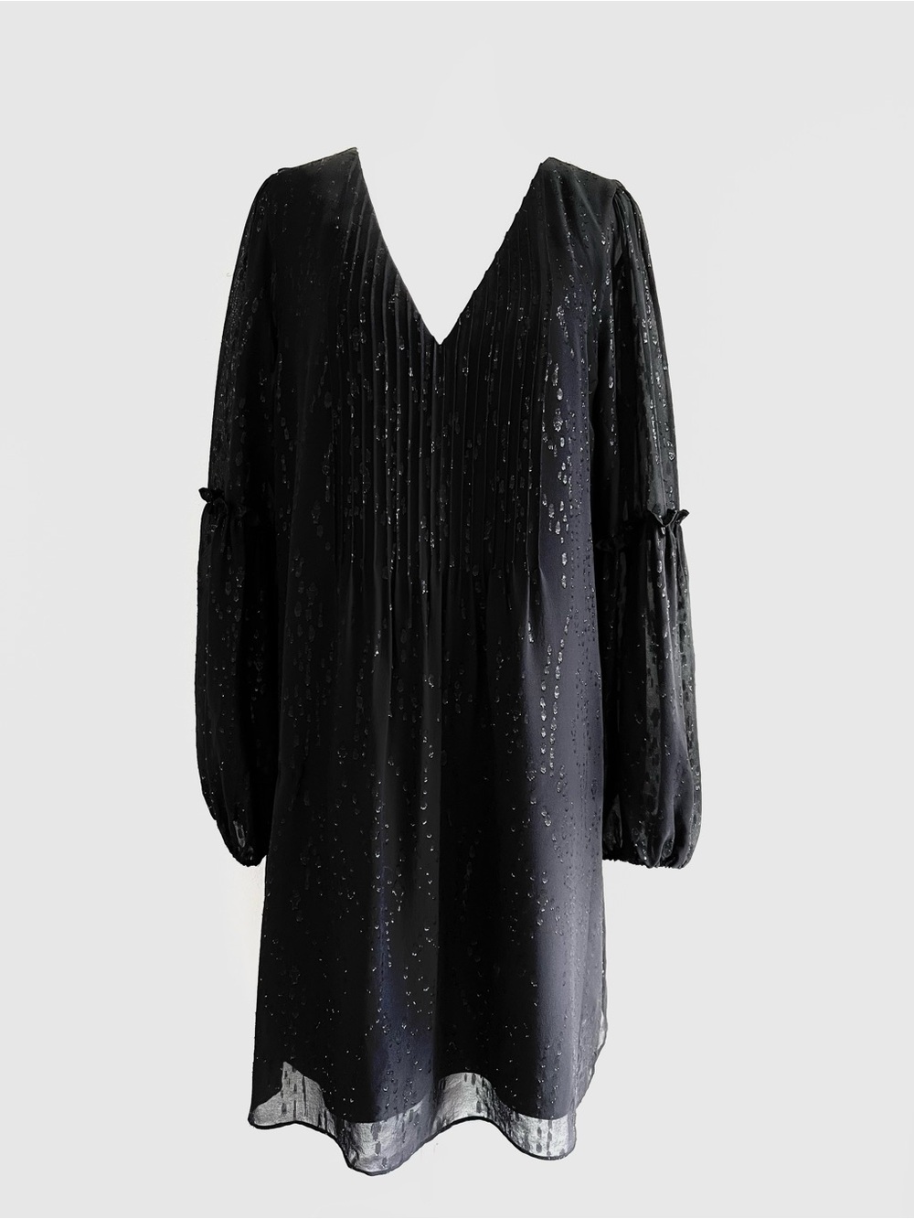 Lilly Pulitzer Cleme Long Sleeve Silk Dress Black Onyx Fish Clip Chiffon EUC 12
